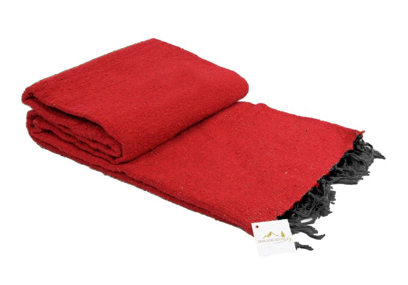 Open Road Goods Handmade Solid Color Yoga Blanket - Thick Mexican Blanket or Throw - Made for Yoga! (Red Blanket) - Image 5